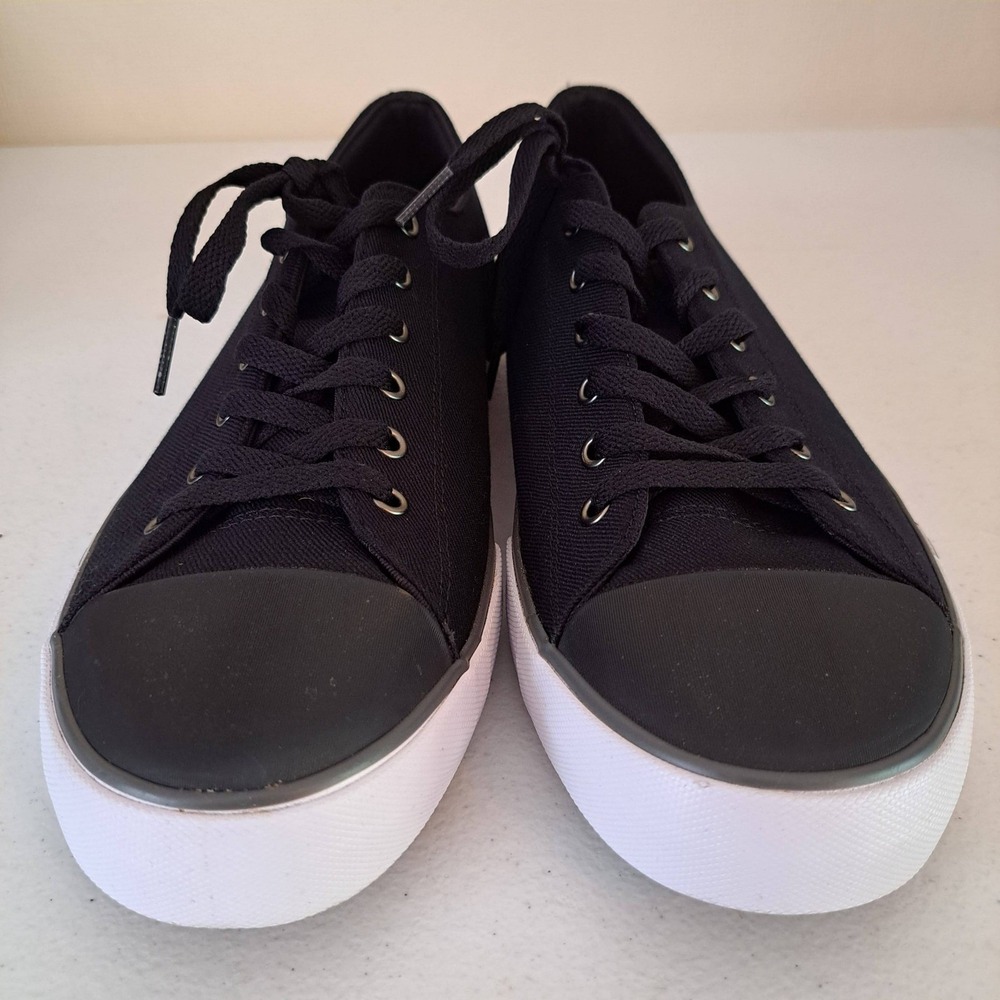 Ben Sherman Canvas Sneakers Black White 10.5 Memory Foam Plaid 1175-588-B30 - Picture 9 of 11